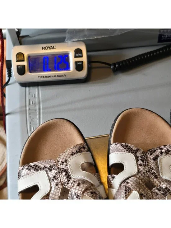 Clarks Merliah Lilac Snakeskin Wedge Sandals Size 7.5 White Leather - Picture 11 of 11